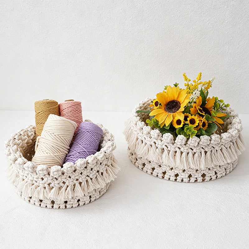 CouldNook Woven Rope Storage Basket - Tabletop Home Organizer