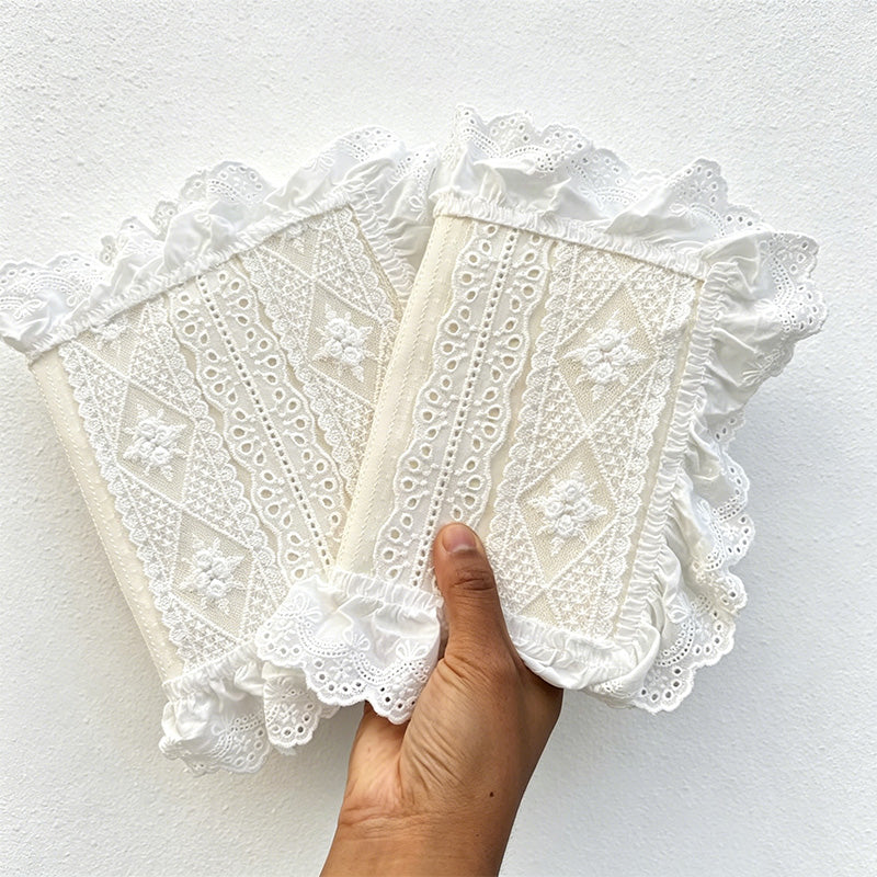 CouldNook Ruffled Lace Fabric Journal Cover - Desk and Planner Notebook