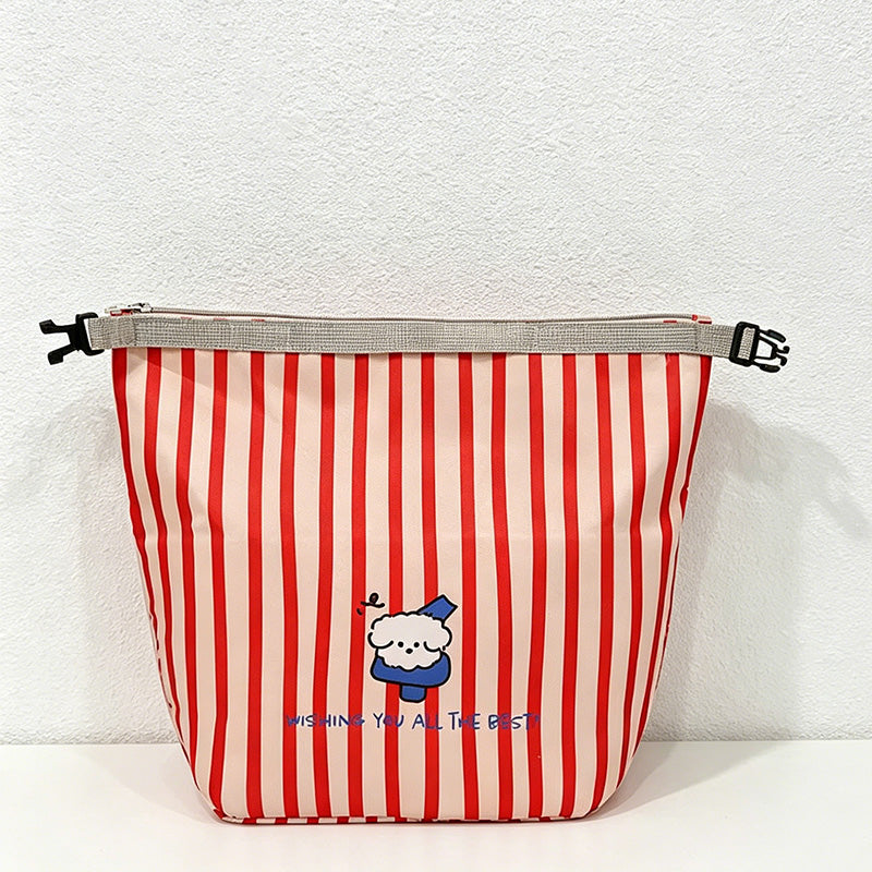 CouldNook Striped Drawstring Lunch Storage Bag - Meal Carry Accent