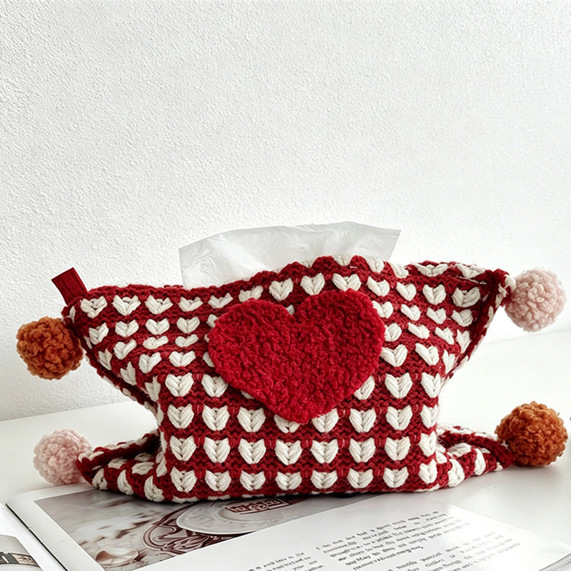 CouldNook Heart Knitted Tissue Bag - Aesthetic Artisan-crafted Storage Case