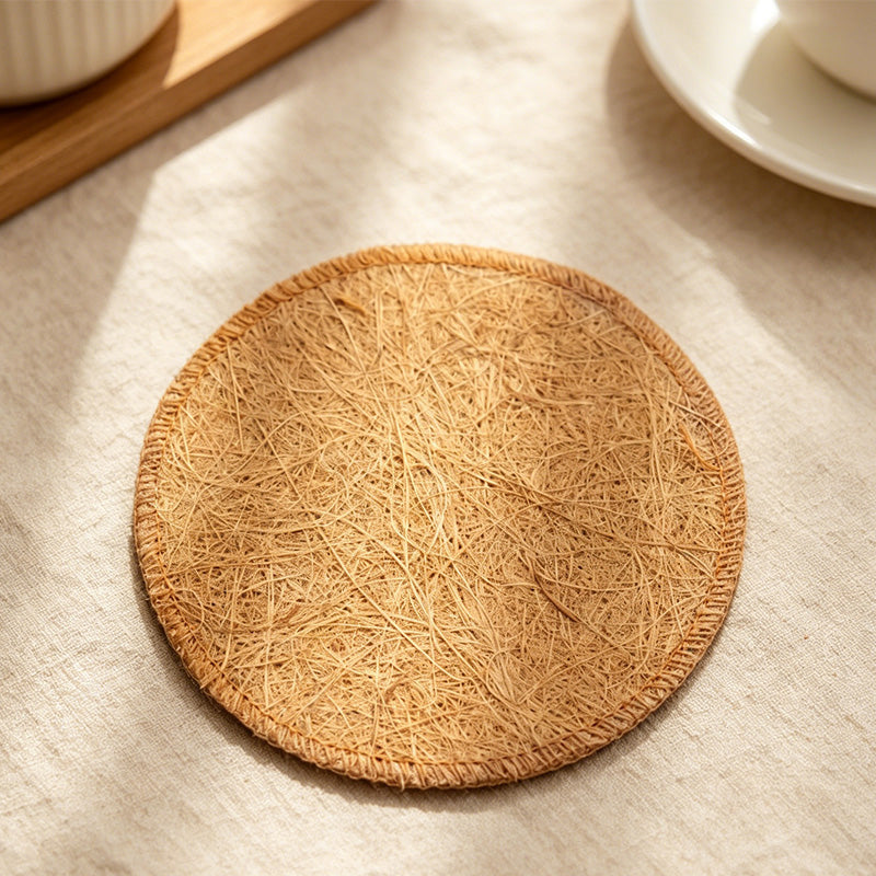 CouldNook Natural Coir Woven Tea Coaster - Rustic Zen Cup Mat