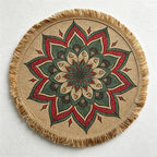CouldNook Printed Jute Tassel Mat - Aesthetic Bohemian Round Placemat