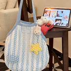 CouldNook Plaid Flower Shoulder Tote Bag - Soft Carry Accent