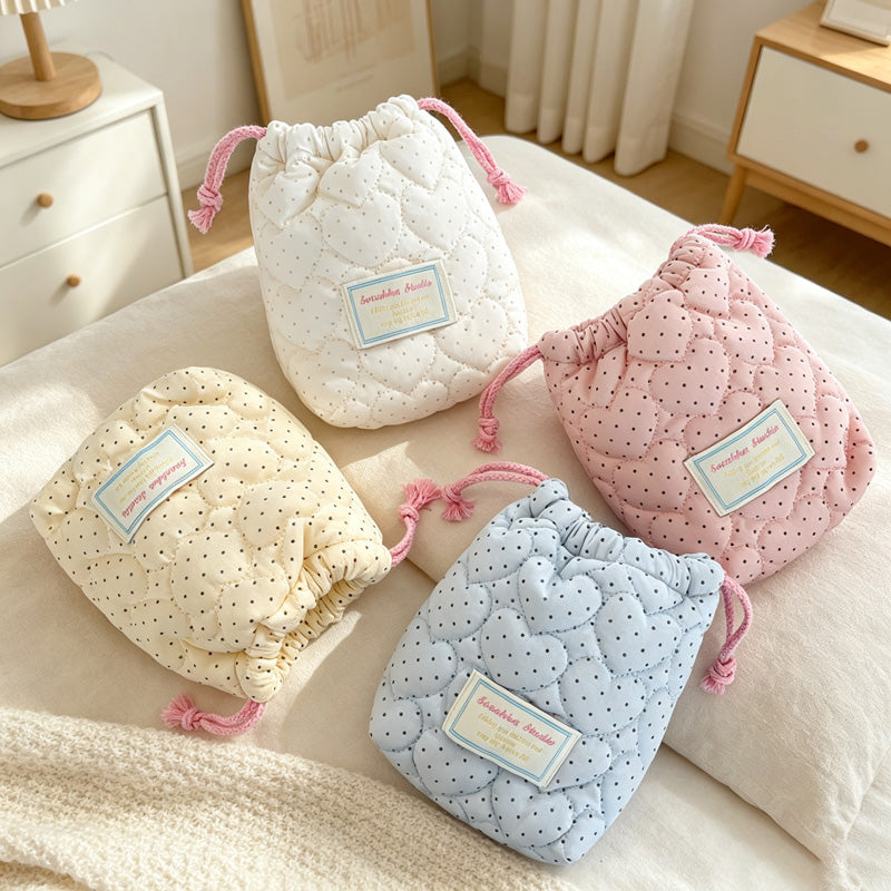 CouldNook Quilted Drawstring Pouch Organizer Bag - Easy Storage Accent
