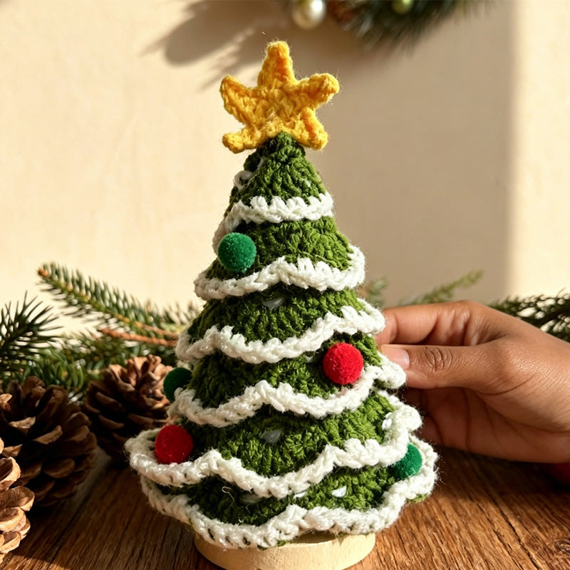 CouldNook Crochet Mini Wreath Christmas Ornament - Xmas Tree Hanging Decor