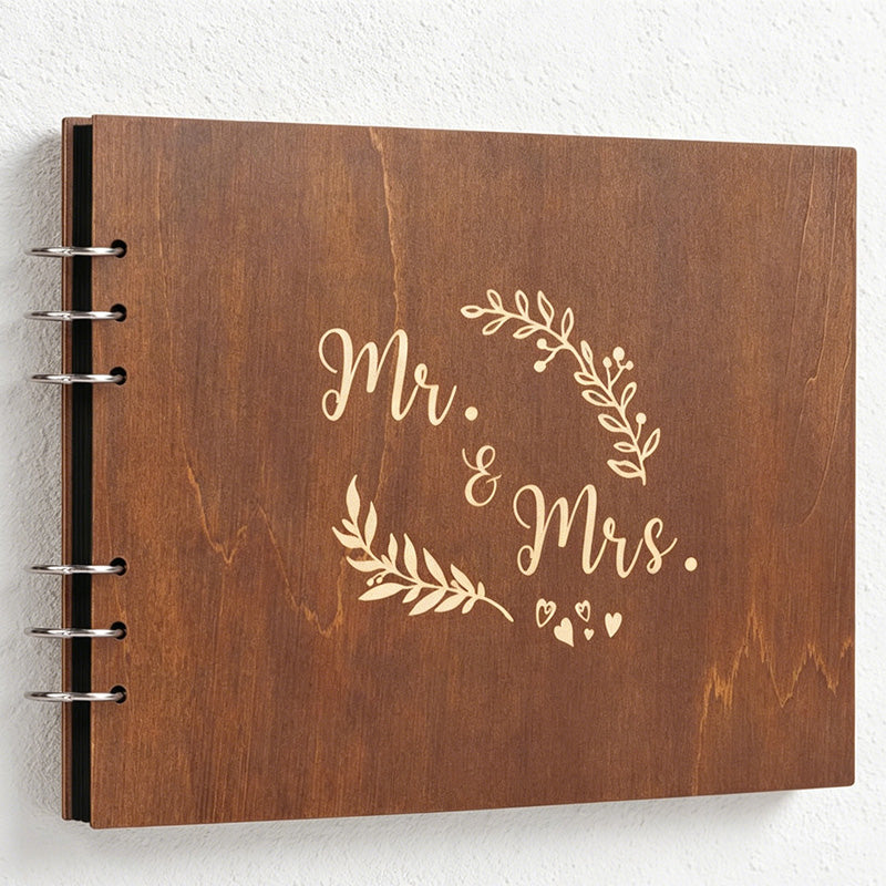 CouldNook Wood Wedding Guest Book - Keepsake Memory Album