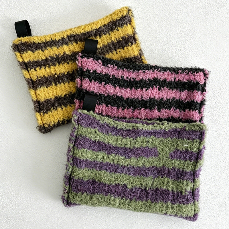 CouldNook Knitted Stripe Tissue Bag - Aesthetic Loop Velvet Case