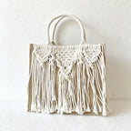 CouldNook Macrame Fringe Tote Bag - Textured Carry Accent