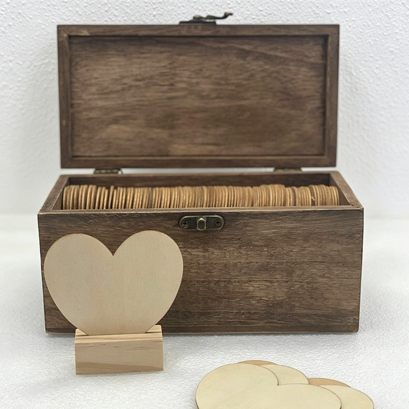 CouldNook Wooden Wedding Heart Guest Book Box Set with 2 Pens
