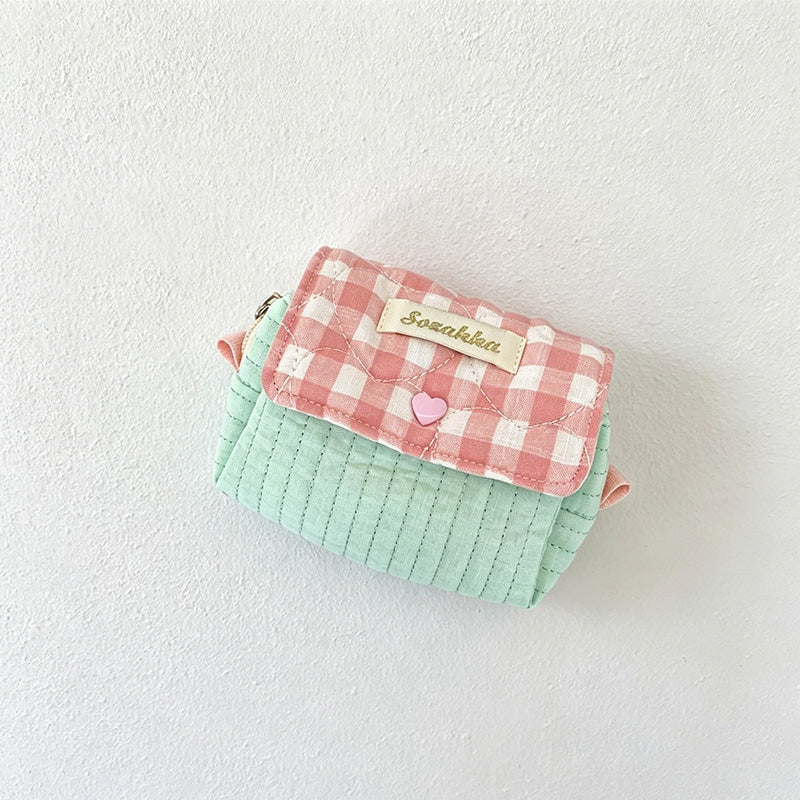 CouldNook Gingham Quilted Mini Zip Pouch - Desk Accent