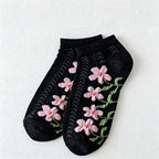 CouldNook Mesh Big Floral Socks - Sweet Thin Breathable Women Socks