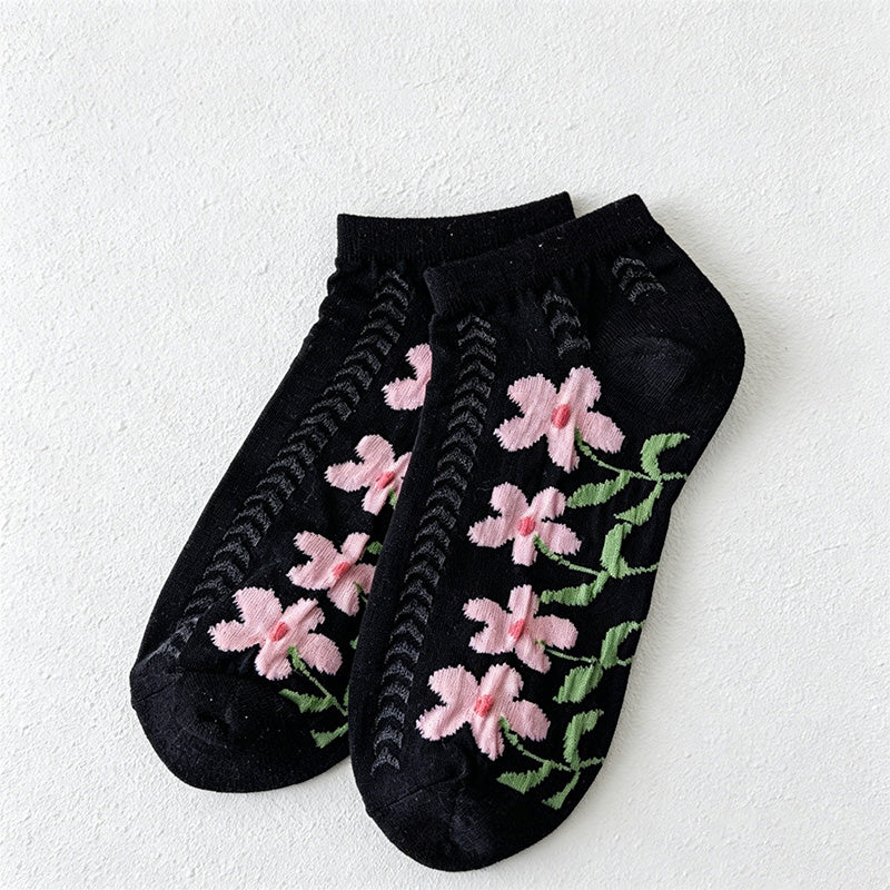 CouldNook Mesh Big Floral Socks - Sweet Thin Breathable Women Socks