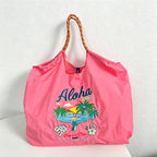 CouldNook Aloha Hawaii Scenery Embroidery Shopping Bag - Everyday Market Accent
