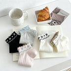 CouldNook Ruffled Cuff Heart Floral Socks - Sweet Mesh Socks