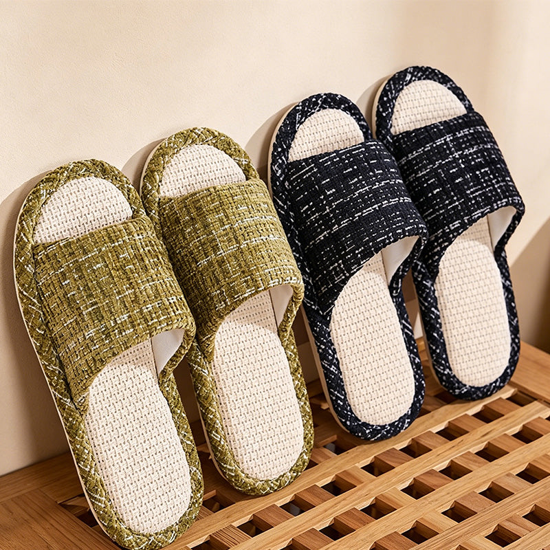 CouldNook Woven Straw-Look Open Toe Slippers - Natural Home Accent
