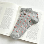 CouldNook Ribbed Mesh Tiny Floral Socks - Thin Breathable Women Socks