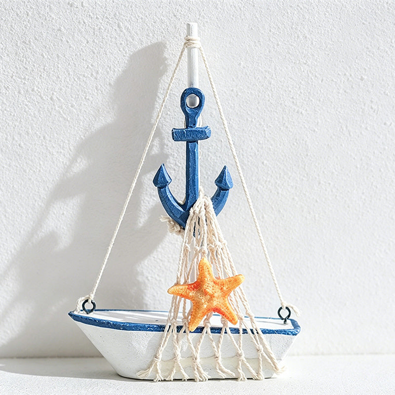 CouldNookMediterranean Wooden Sailboat Model - Nautical Table Decor Ornament