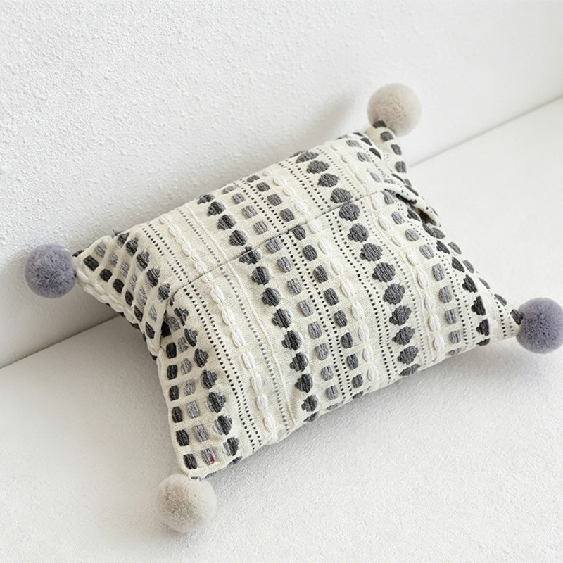 CouldNook Woven-Look Tissue Box Cover - Pom Corner Holder