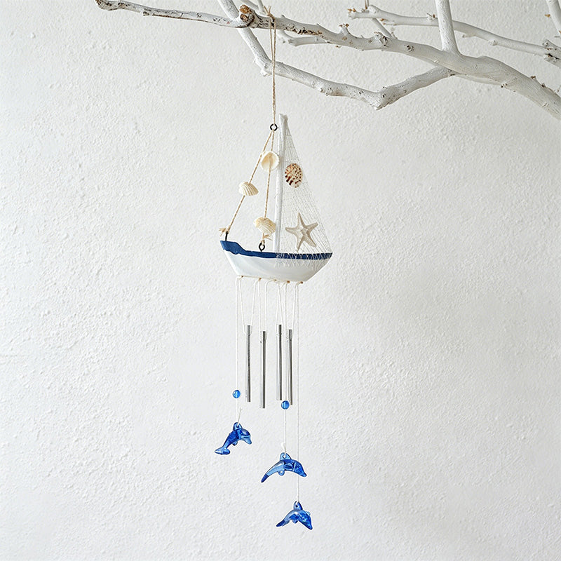 CouldNook Blue & White Wooden Sailboat - Nautical Sailboat Wall Ornament
