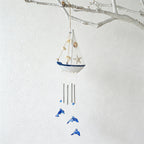 CouldNook Blue & White Wooden Sailboat - Nautical Sailboat Wall Ornament