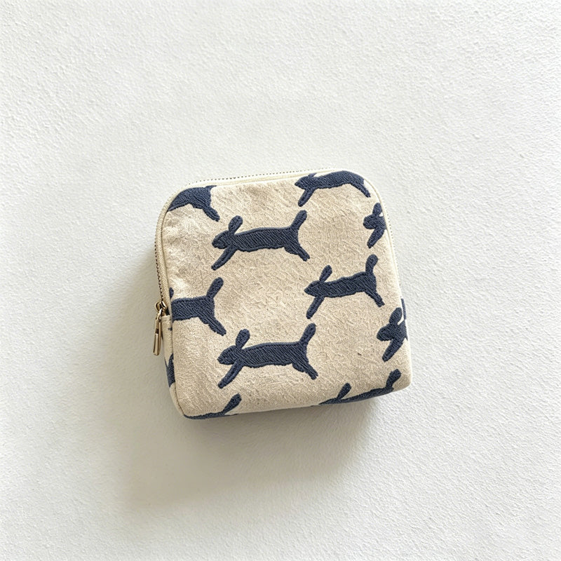 CouldNook Vintage Embroidered Cotton Linen Jewelry Pouch - Soft Travel Organizer