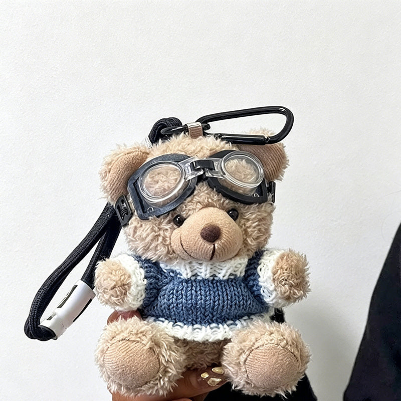 CouldNook Teddy Bear Goggle Bag Charm - Sweater Accent