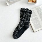 CouldNook Embossed Floral Mid-Calf Socks - Women's Retro Casual Stackable Socks