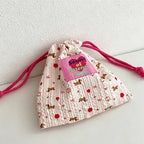 CouldNook Gingham Drawstring Pocket Storage Bag - Small Carry Accent