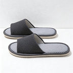 CouldNook Grid Band Open Toe Slippers - Everyday Home Comfort Accent