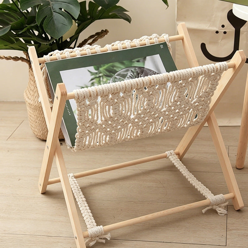 CouldNook Macrame Wood Storage Rack - Home Organizer Decor