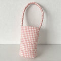 CouldNook Gingham Quilted Fabric Cup Sleeve - Portable Drink Bottle Carrier Bag