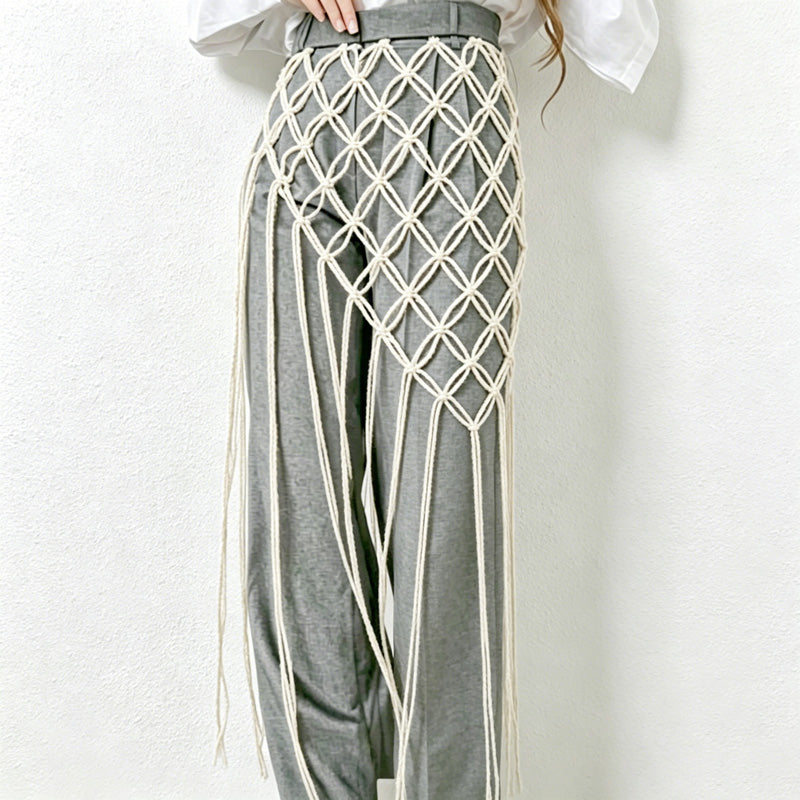 CouldNook Macrame Fringe Skirt Cover - Layered Decor Accent