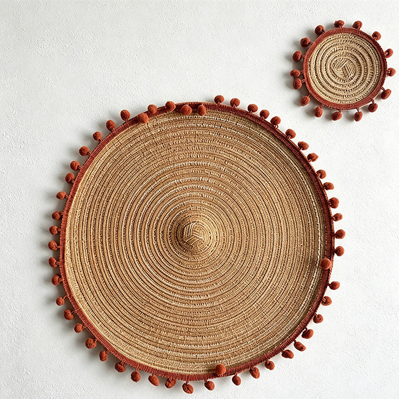 CouldNook Cotton Ball Woven Placemat - Aesthetic Luxe Table Mat