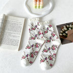 CouldNook Bubble Cuff Rose Floral Mid-Calf Socks - Stackable Socks