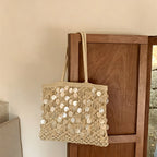 CouldNook Woven Hollow-Out Tote Bag - Large Capacity Knitted Shoulder Bag