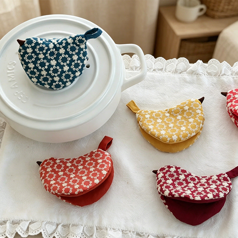 CouldNook Bird Embroidered Pot Cap - Aesthetic insulated Handle Cover