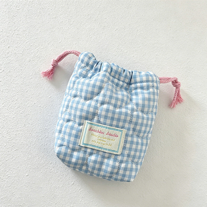 CouldNook Quilted Drawstring Storage Pouch - Soft Vanity Organizer