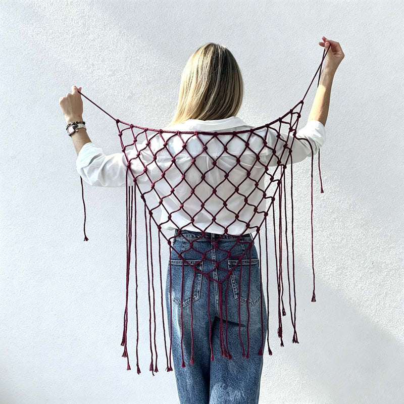 CouldNook Macrame Fringe Vest Cover - Layered Styling Accent (小胡0611-8BW6JBT95)-ok