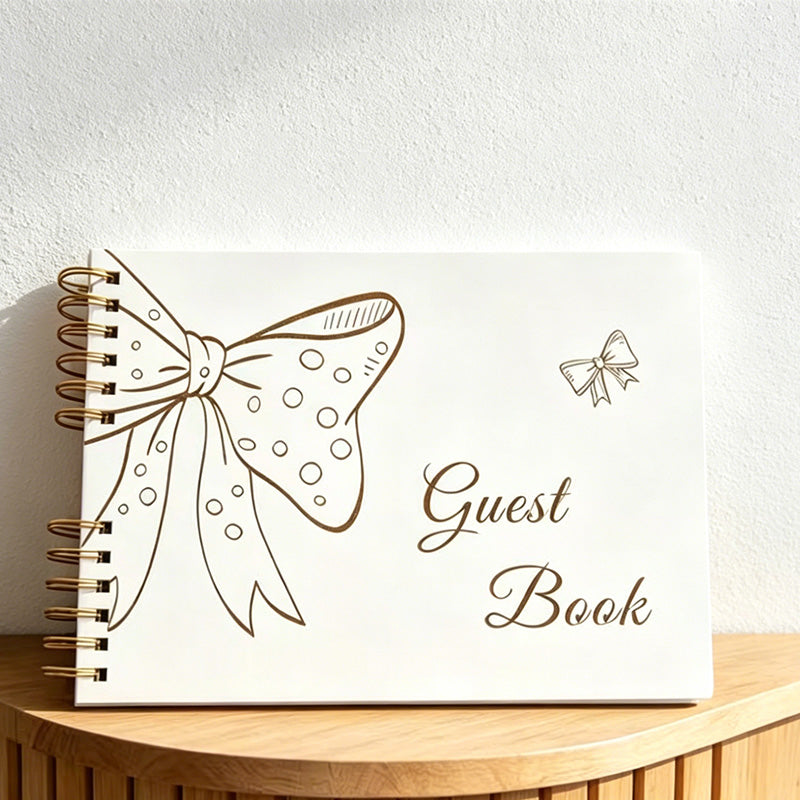 CouldNook Laser Engraved Guest Book - Bow Spiral Bound Notebook