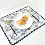 CouldNook Blue Floral Table Runner - Aesthetic Cotton-Linen Decor