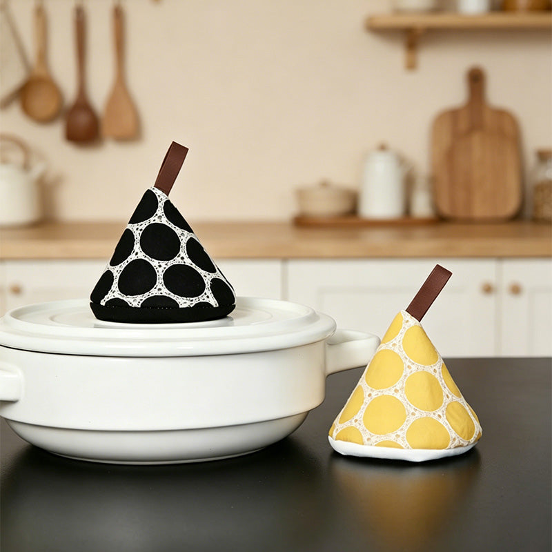 CouldNook Denim Triangular Pot Cap - Aesthetic Embroidered Handle Cover