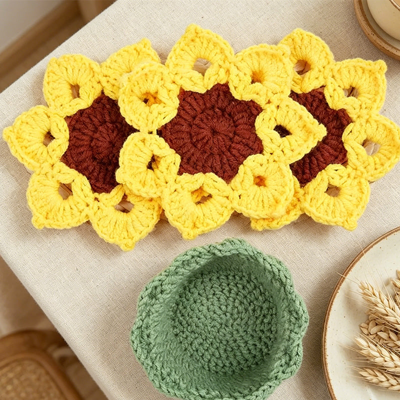 CouldNook Daisy Crochet Coaster - Tabletop Home Accent