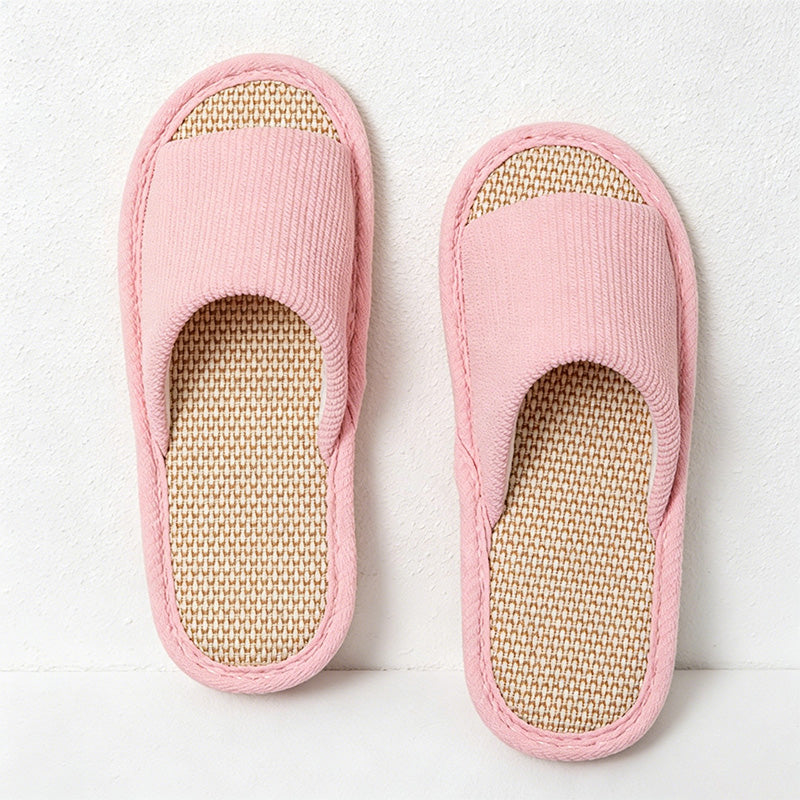 CouldNook Soft Padded Linen-Look House Slippers - Calm Indoor Accent