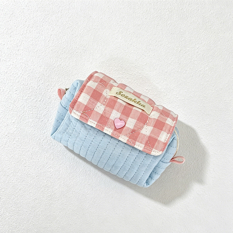 CouldNook Gingham Quilted Mini Zip Pouch - Desk Accent