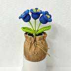 CouldNook Crochet Flower Mini Potted Ornament - Tabletop Rustic Fake Flower Decor