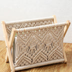 CouldNook Macrame Wood Magazine Rack - Home Storage Decor
