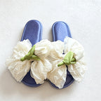 CouldNook Floral Satin Bow Slide Slippers - Sweet Lounge Accent