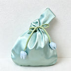 CouldNook Tulip Satin Wrist Bag - Aesthetic Floral Gift Pouch