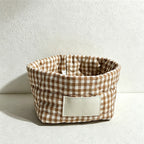 CouldNook Heart Quilted Gingham Storage Basket - Cute Desktop Organizer Bin