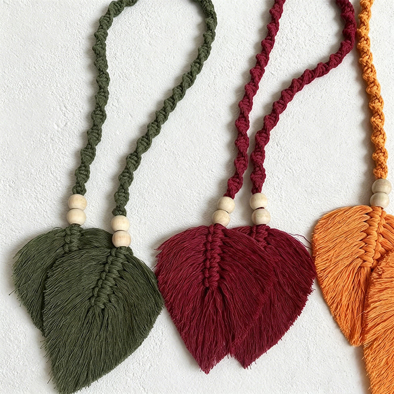 CouldNook Leaf Macrame Curtain Tieback - Soft Window Accent